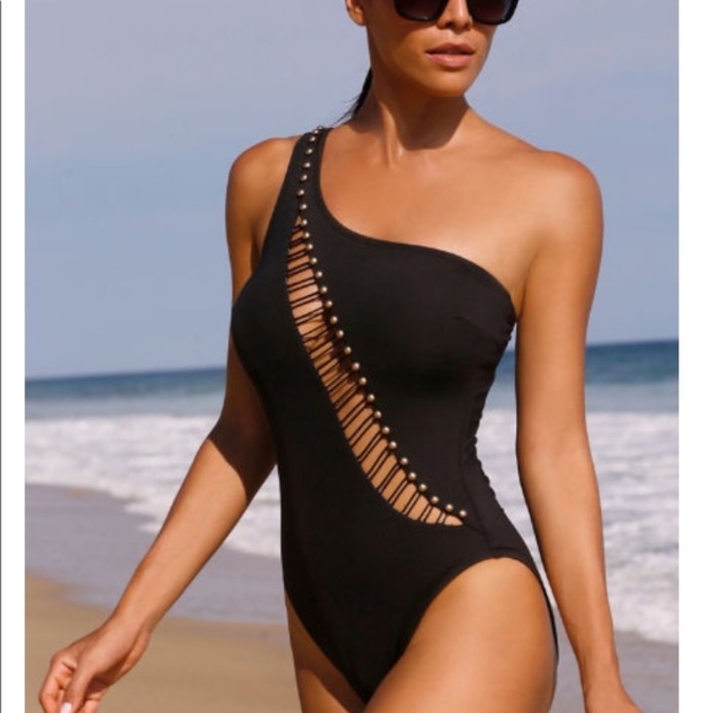 Kenneth Cole One-Shoulder Cutout One Piece